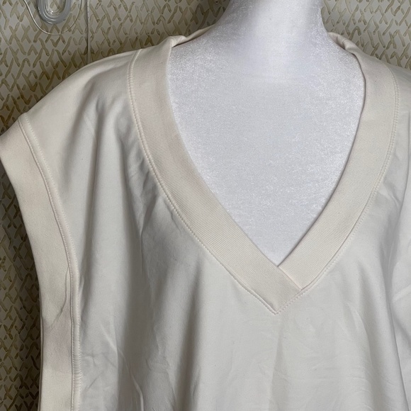 NWT Athleta Off White RetroTerry V Neck Cotton Blend Sweatshirt Size 1X - Picture 2 of 9